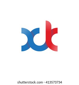 initial letter xk linked round lowercase logo blue red
