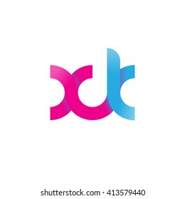 initial letter xk linked round lowercase logo pink blue purple