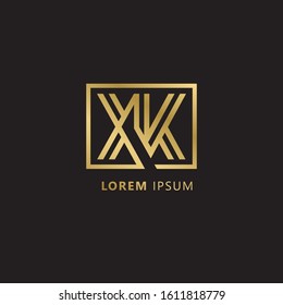 Initial Letter XK linked uppercase overlap modern gold logo vector design template. Suitable for business, consulting group company.