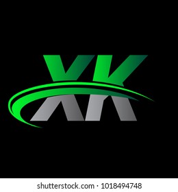 initial letter XK logotype company name colored green and black swoosh design. vector logo for business and company identity.