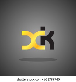 Initial letter XK lowercase logo design template gold black
