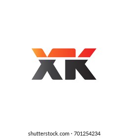 Initial letter XK, straight linked line bold logo, gradient fire red black colors