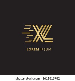 Initial Letter XL linked uppercase overlap modern gold logo vector design template. Suitable for business, consulting group company.