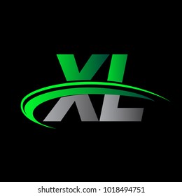 initial letter XL logotype company name colored green and black swoosh design. vector logo for business and company identity.