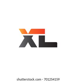 Initial letter XL, straight linked line bold logo, gradient fire red black colors