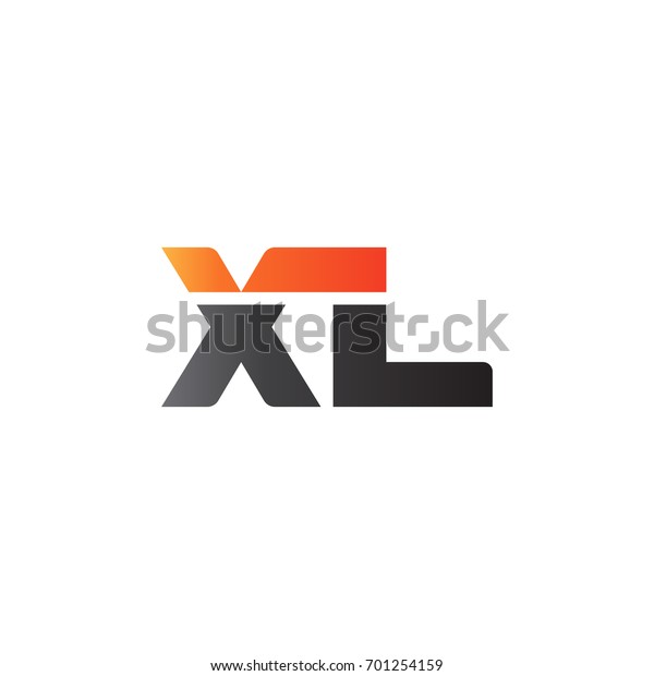 Initial letter XL, straight linked line bold logo,\
gradient fire red black\
colors