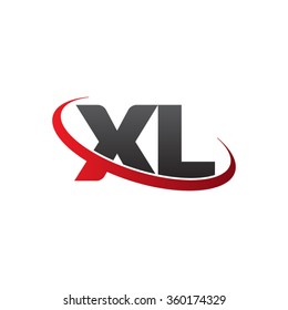 initial letter XL swoosh ring company logo red black