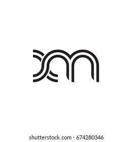 Initial letter xm, linked outline rounded lowercase, monogram black
