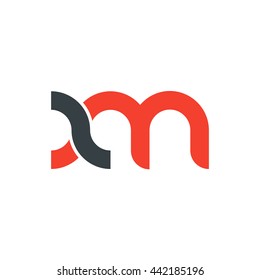 initial letter xm linked round lowercase logo red