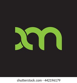 initial letter xm linked round lowercase logo green