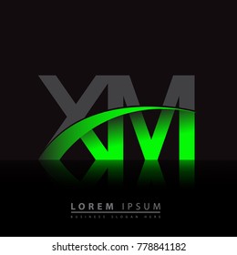 initial letter XM logotype company name colored green and black swoosh design. vector logo for business and company identity.
