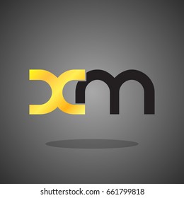 Initial letter XM lowercase logo design template gold black