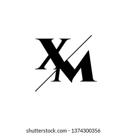 Initial Letter XM Monogram Sliced. Logo template isolated on white background