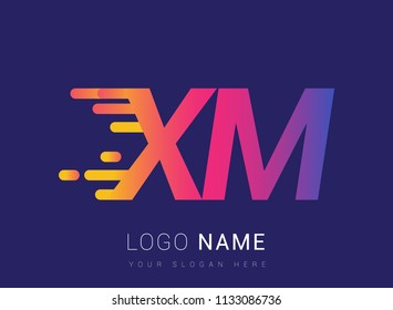 Initial Letter XM speed Logo Design template, logotype company name colored yellow, magenta and blue.for business and company identity.
