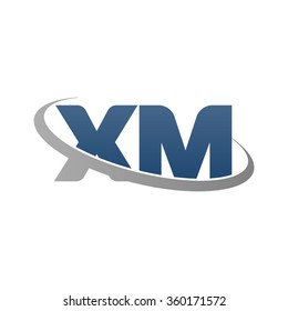 initial letter XM swoosh ring company logo blue gray