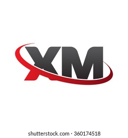 initial letter XM swoosh ring company logo red black