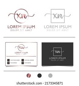 Initial letter XN calligraphy handwritten logo. Feminine logo collections and business card template. handwriting logo of initial signature, wedding, fashion, floral and botanical.