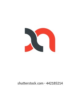 initial letter xn linked round lowercase logo red