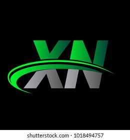 initial letter XN logotype company name colored green and black swoosh design. vector logo for business and company identity.