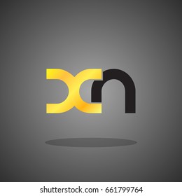 Initial letter XN lowercase logo design template gold black