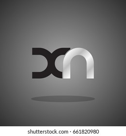 Initial letter XN lowercase logo design template silver black