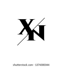 Initial Letter XN Monogram Sliced. Logo template isolated on white background
