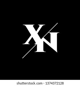 Initial Letter XN Monogram Sliced. Logo template isolated on black background