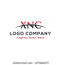 Initial letter XNC, overlapping movement swoosh horizon logo design inspiration in red and dark blue color vector
