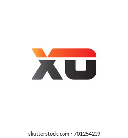 Initial letter XO, straight linked line bold logo, gradient fire red black colors