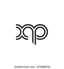Initial letter xp, linked outline rounded lowercase, monogram black