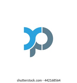 initial letter xp linked round lowercase logo blue