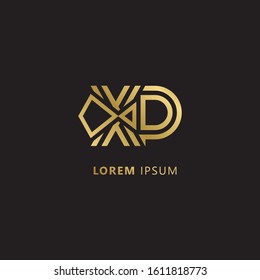 Initial Letter XP linked uppercase overlap modern gold logo vector design template. Suitable for business, consulting group company.