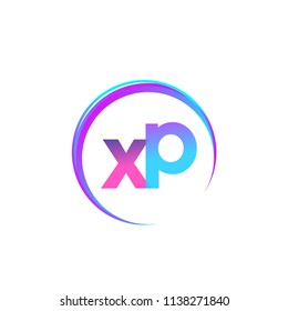 initial letter XP logotype company name, coloreful and swoosh design. vector logo for business and company identity.
