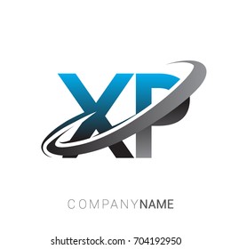 initial letter XP logotype company name colored blue and grey swoosh design. logo design for business and company identity.