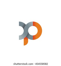 initial letter xp modern linked circle round lowercase logo orange gray