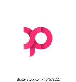 initial letter xp modern linked circle round lowercase logo pink