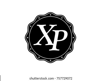 Initial letter XP monogram logo black seal stamp lace