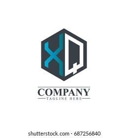 Initial Letter XQ Hexagonal Design Logo