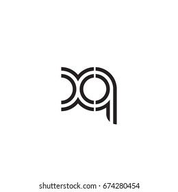 Initial letter xq, linked outline rounded lowercase, monogram black