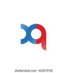initial letter xq linked round lowercase logo blue red
