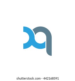 initial letter xq linked round lowercase logo blue