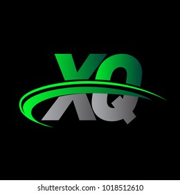 initial letter XQ logotype company name colored green and black swoosh design. vector logo for business and company identity.