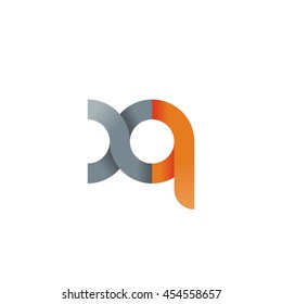 initial letter xq modern linked circle round lowercase logo orange gray