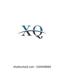 Initial letter XQ, overlapping movement swoosh horizon logo company design inspiration in blue and gray color vector