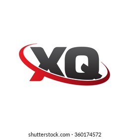 initial letter XQ swoosh ring company logo red black