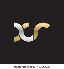 initial letter xr linked round lowercase logo gold silver black background