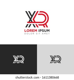 Initial Letter XR linked uppercase overlap modern logo design template. Suitable for business, consulting group company
