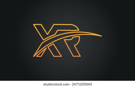 Initial Letter XR Logo Design With Swoosh. Creative And Modern XR Logo Design on Black Background.
