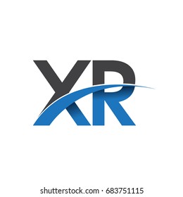 initial letter XR logotype company name colored blue and grey swoosh design. vector logo for business and company identity
