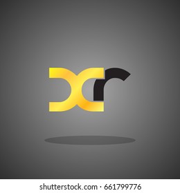 Initial letter XR lowercase logo design template gold black